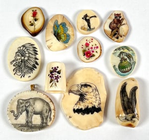 COLLECTION OF SCRIMSHAW CARVINGS