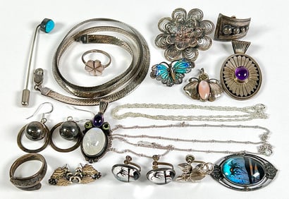ESTATE COLLECTION OF STERLING SILVER JEWELRY