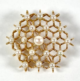14K GOLD WITH PEARL BROOCH PENDANT