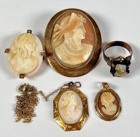 GOLD MOUNTED CAMEO JEWELRY