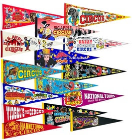 COLLECTION OF SOUVENIR CIRCUS PENNANTS