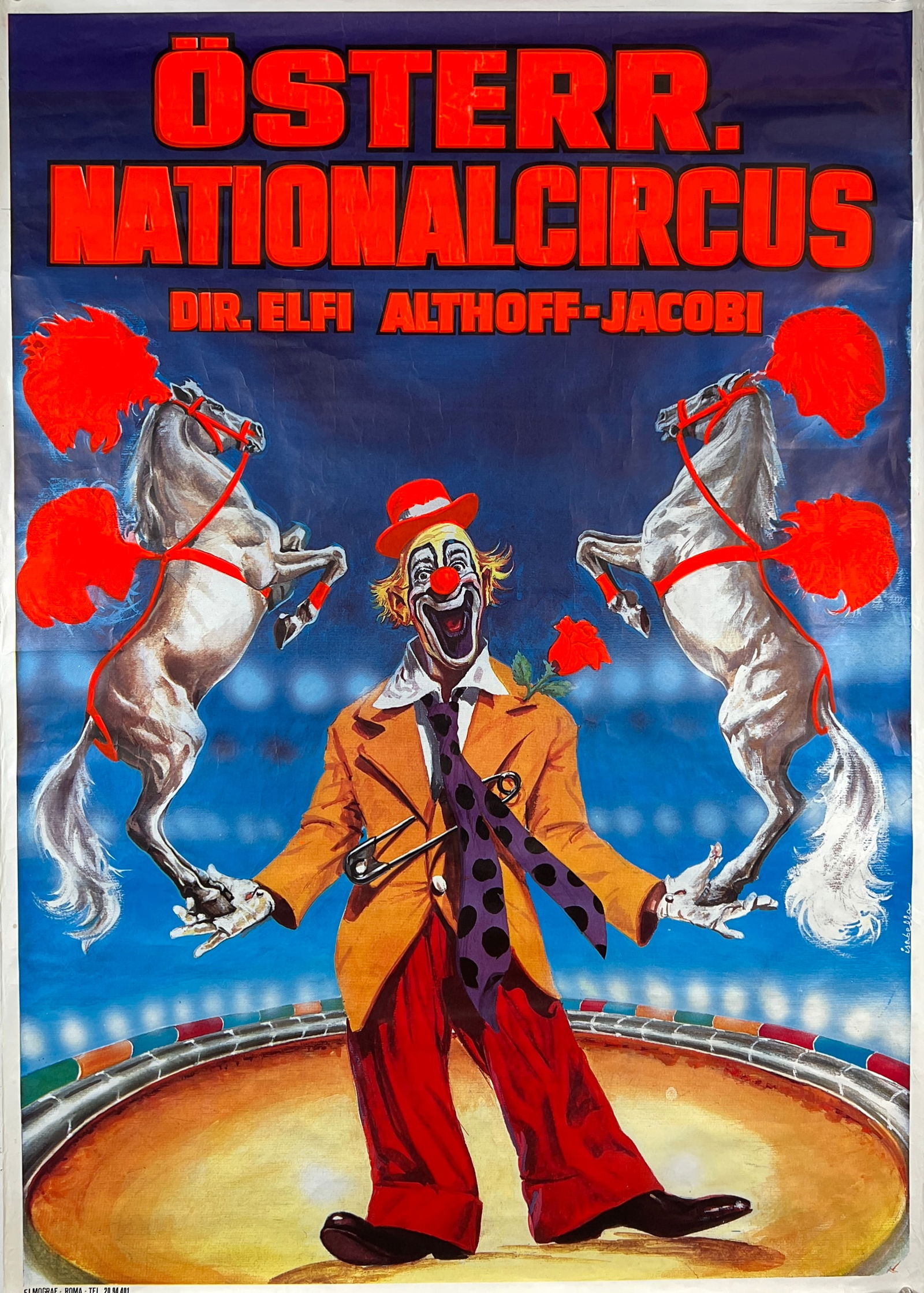 OSTERR. NATIONAL CIRCUS POSTER: AUTHENTIC, ORIGINAL POSTER. DIR. ELFI ALTHOFF-JACOBI. UNMOUNTED. 39"X55"