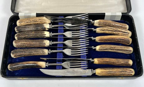 J. NOWILL & SONS STAG HANDLED CUTLERY