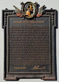 VINTAGE CAST IRON LINCOLN GETTYSBURG SPEECH PLAQUE
