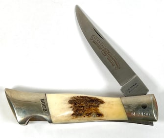 SCHRADE I-XL M2198 STAG HANDLED FOLDING KNIFE