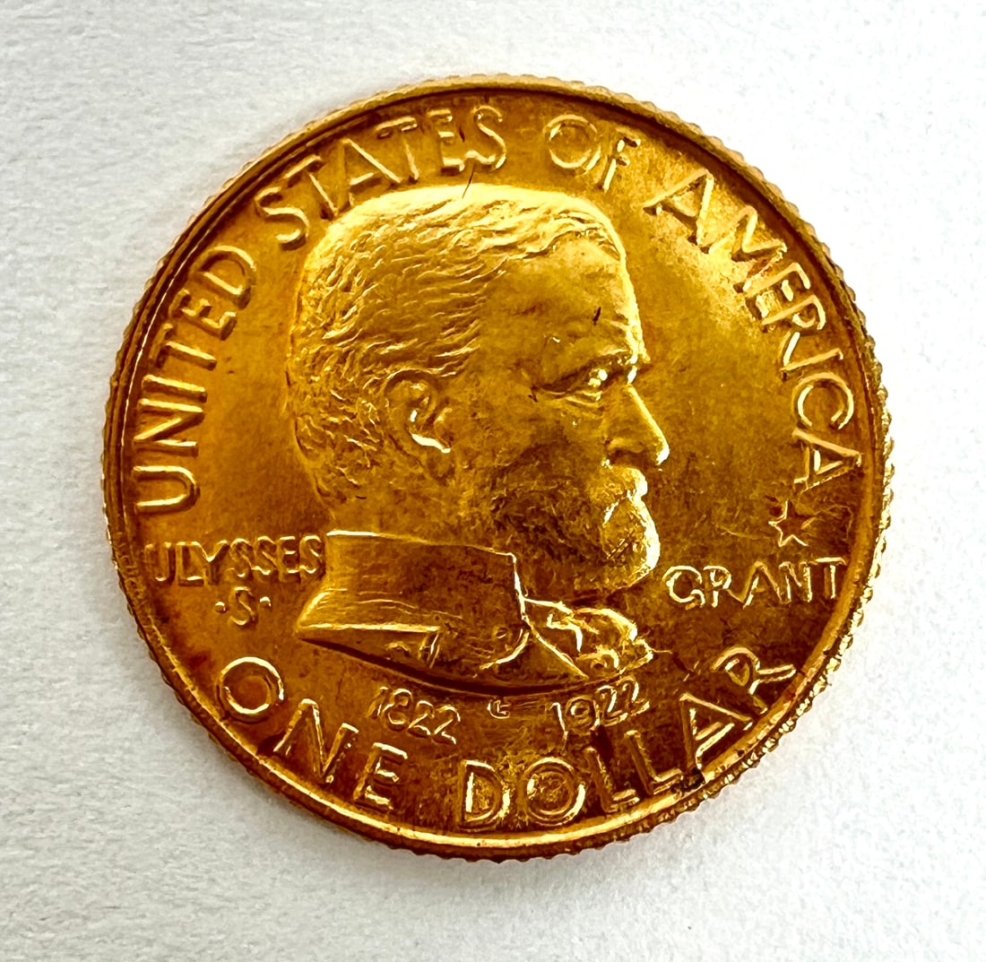 1922 GRANT $1 GOLD COMMEMORATIVE: U.S. CLASSIC GOLD COMMEMORATIVE, WITH STAR. UNCIRCULATED.