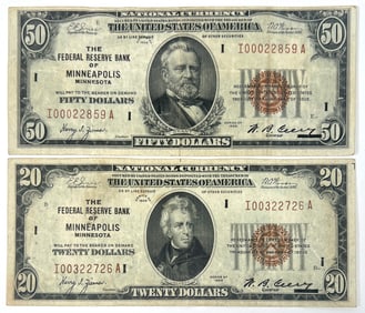 1929 U.S. NATIONAL CURRENCY NOTES - MINNEAPOLIS