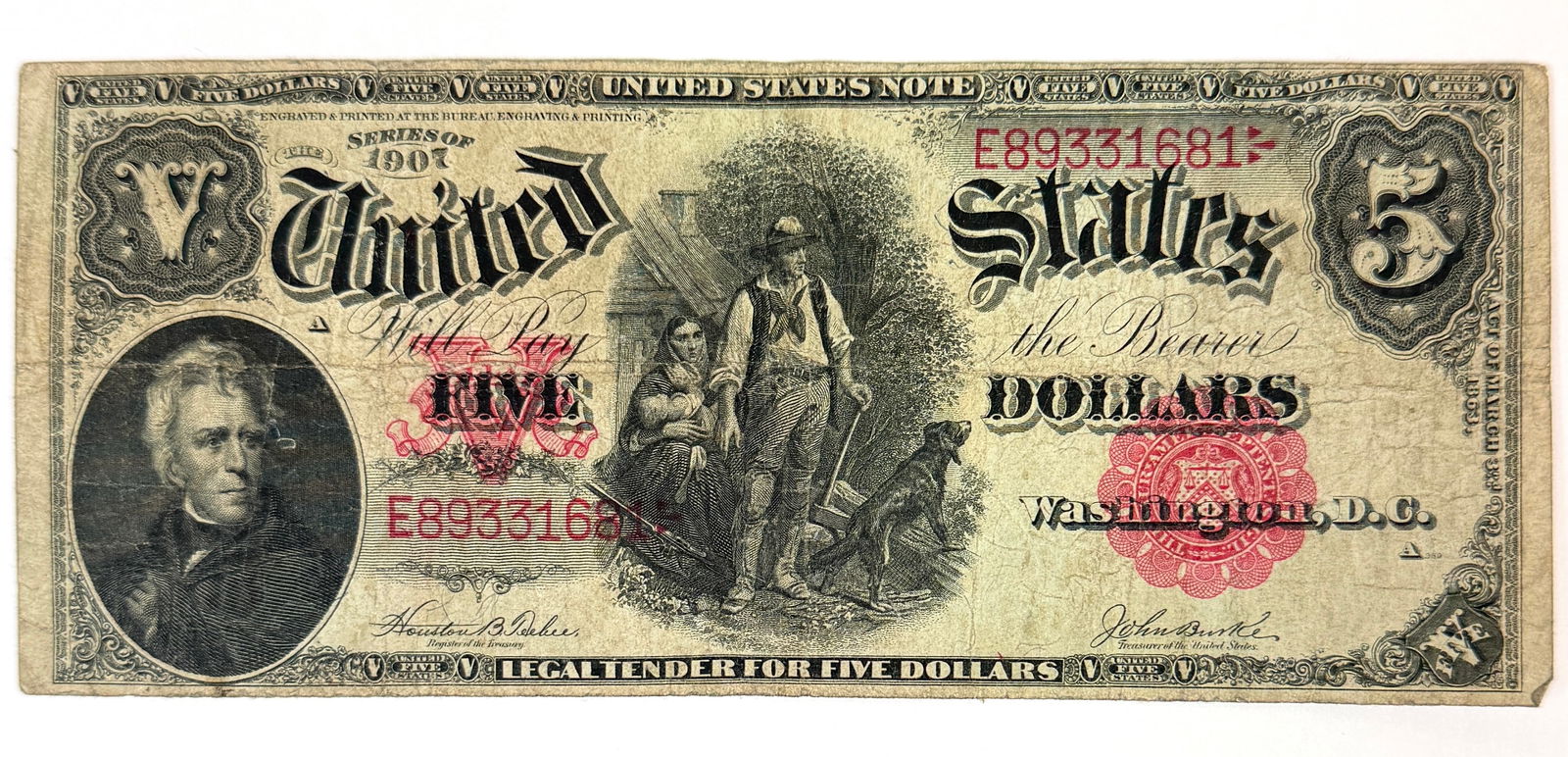 1907 U.S. FR-88 $5 WOODCHOPPER NOTE (1 of 2)