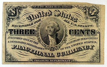 1863 U.S. THREE-CENT FRACTIONAL CURRENCY NOTE