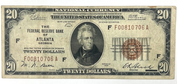 1929 U.S. NATIONAL CURRENCY NOTE - ATLANTA