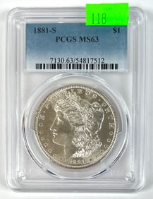 1881-S MORGAN SILVER DOLLAR MS63 PCGS