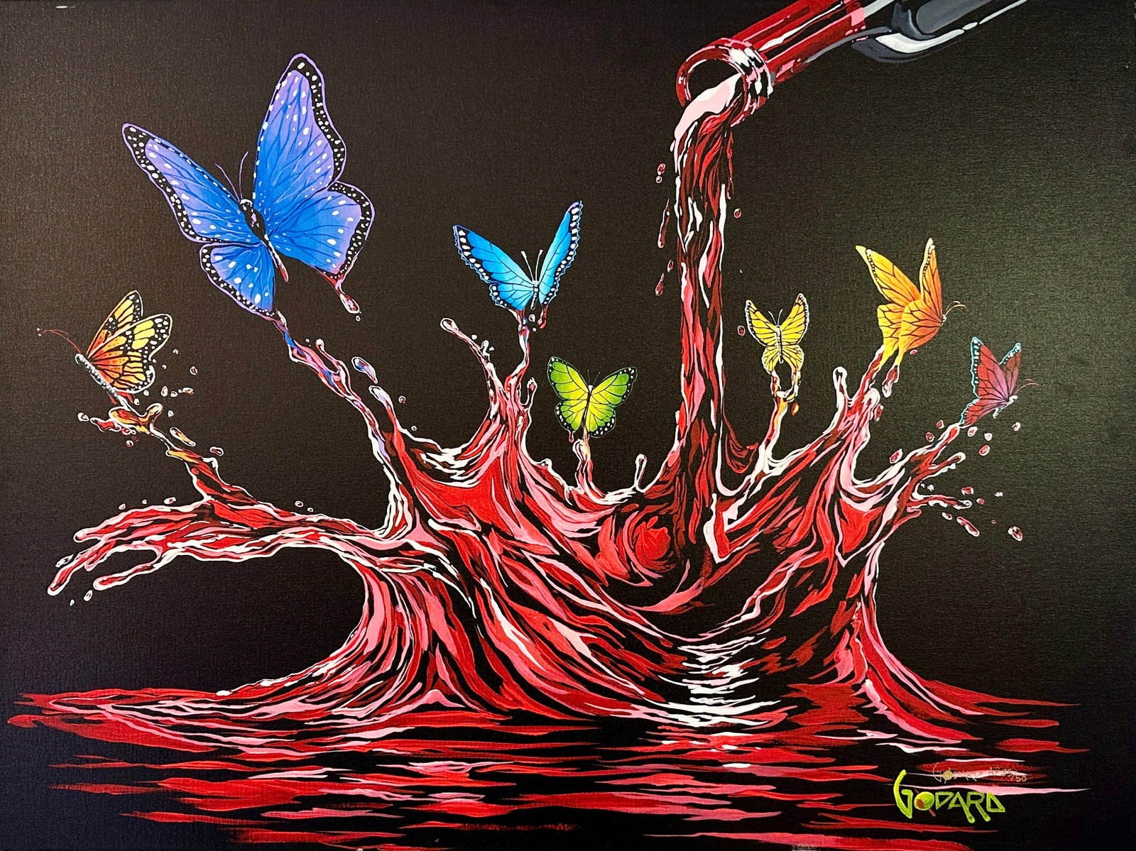 MICHAEL GODARD - BUTTERFLY DREAMS: MICHAEL GODARD (AMERICAN, B.1958) LIMITED EDITION ARTIST HAND-EMBELLISHED GICLEE ON CANVAS. NUMBERED AND BEARING ARTIST'S AUTHORIZED SIGNATURE. AP 35/50. UNFRAMED, MOUNTED ON STRETCHER. CERTIFICATE OF