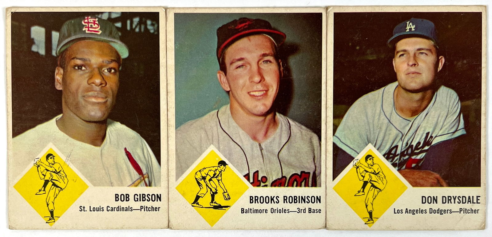 1963 FLEER BASEBALL - GIBSON, ROBINSON, DRYSDALE (1 of 2)
