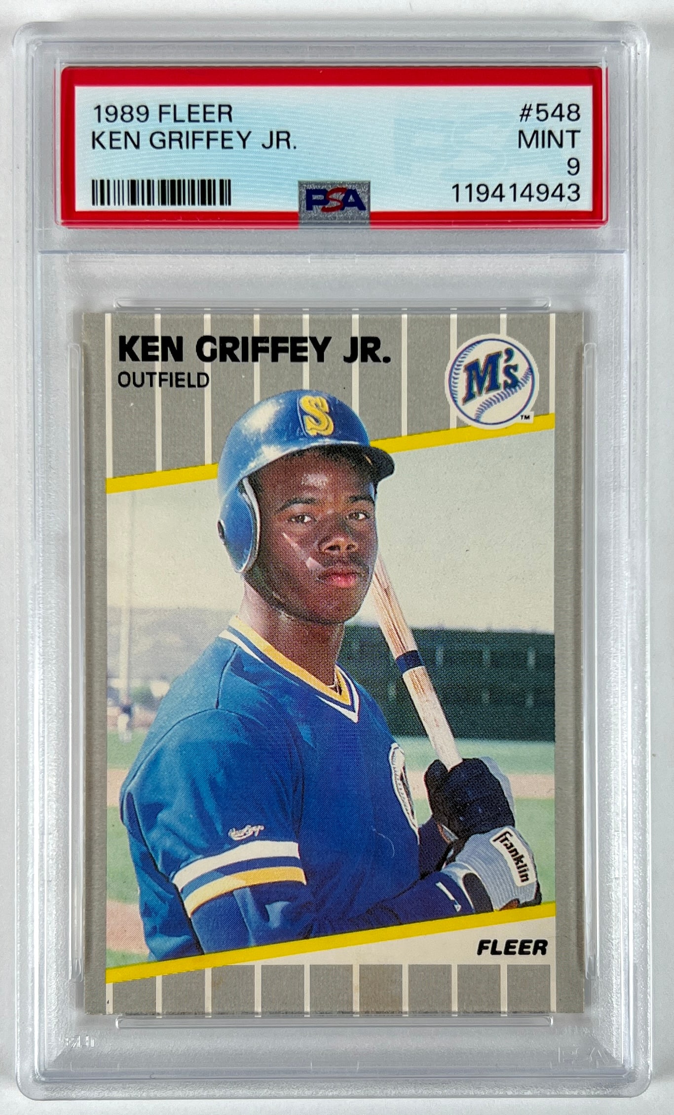 1989 FLEER KEN GRIFFEY, JR. RC: 1989 FLEER KEN GRIFFEY, JR., #548. CERTIFIED PSA 9