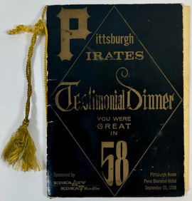 1958 PITTSBURGH PIRATES TESTIMONIAL DINNER PROGRAM