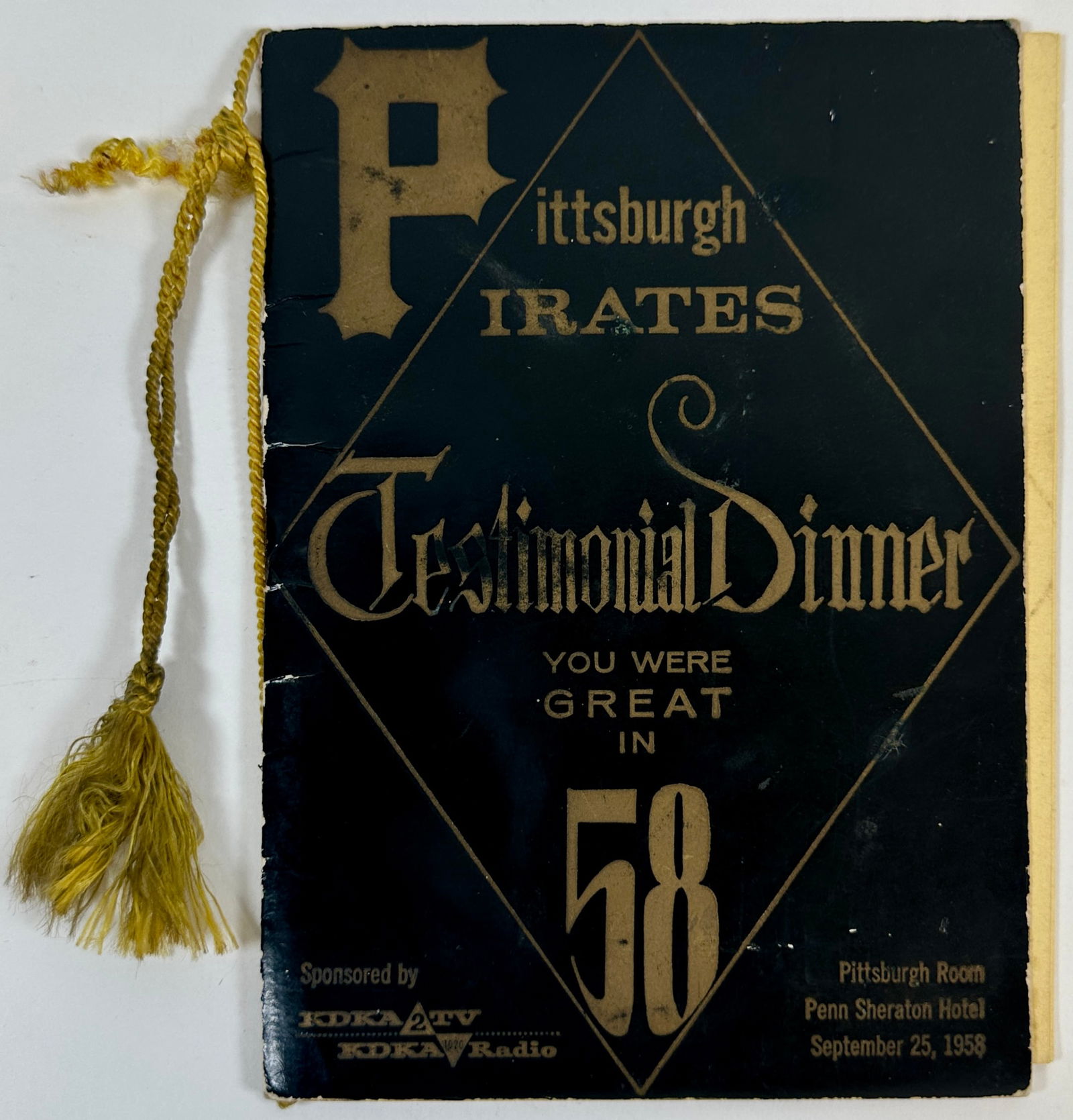 1958 PITTSBURGH PIRATES TESTIMONIAL DINNER PROGRAM (1 of 3)