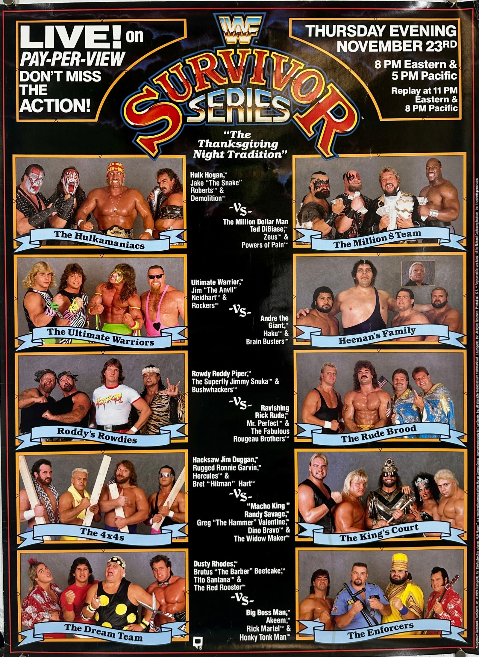 WRESTLING HULK HOGAN - WWF SURVIVOR SERIES 1989 (1 of 1)