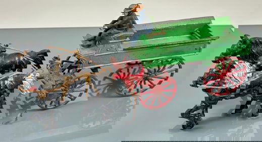 VINTAGE CAST IRON HORSE-DRAWN WAGON TOY