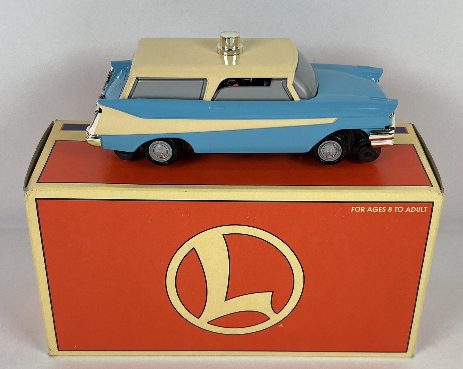 LIONEL ELECTRIC TRAINS - 6-18454 BLUE INSPECTION CAR: ARCHIVE COLLECTION '68 BLUE INSPECTION CAR. AS NEW WITH ORIGINAL BOX. CARTON IS 6"X4"X10"