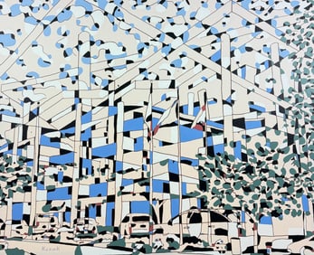 LARGE ANDREW KUZIAK PAINTING - SARASOTA HERALD TRIBUNE