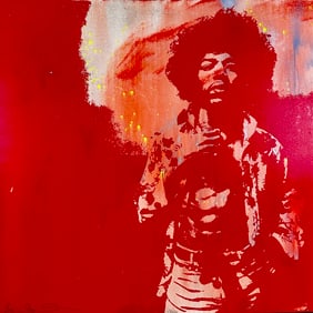 LARGE JIMI HENDRIX SILKSCREEN PAINTING