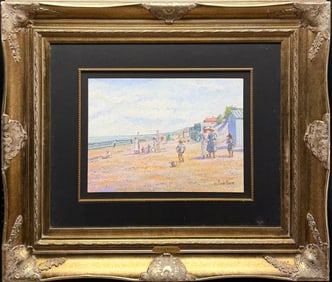 H. CLAUDE PISSARO - BEACH AT ILE DE RE PAINTING