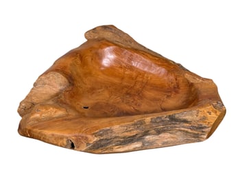 ORGANIC TEAK ROOT PLATE CARVED BOWL