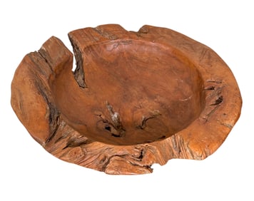 ORGANIC TEAK ROOT PLATE CARVED BOWL