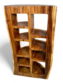 LIVE EDGE TREE TRUNK BOOK CASE