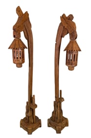 MONUMENTAL WOODEN LANTERN FLOOR LAMP