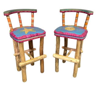 STICKS - FOLK ART BARSTOOLS
