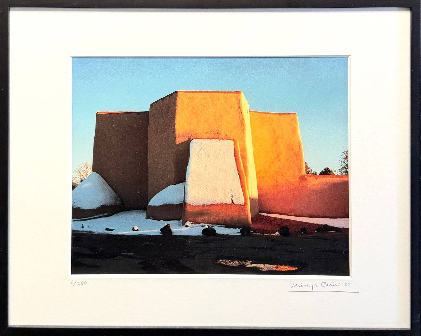 MIREYA CIRICI PHOTOGRAPH: MIREYA CIRICI (AMERICAN, CONTEMPORARY) PHOTOGRAPH - RANCHOS DE TAOS CHURCH. NICELY FRAMED. SIGNED IN GRAPHITE, EDITION 6/250. FRAMED, 16"X20"