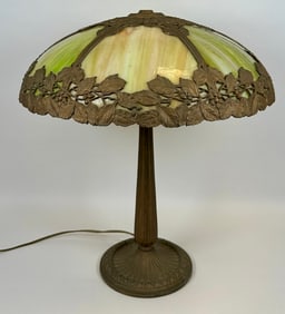 BRADLEY AND HUBBARD SLAG GLASS LAMP
