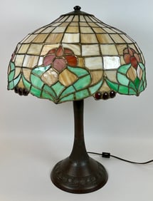 ANTIQUE SLAG GLASS LAMP