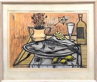 BERNARD BUFFET STYLE STILL LIFE PAINTING