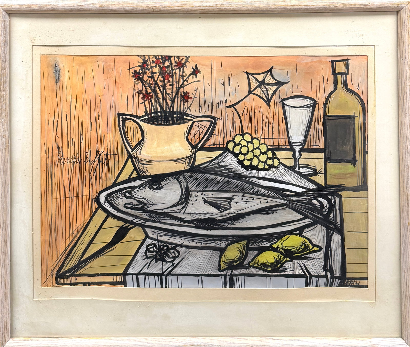 BERNARD BUFFET STYLE STILL LIFE PAINTING (1 of 2)