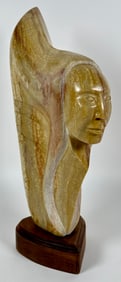 ALABASTER SCULPTURE OF NATIVE AMERICAN