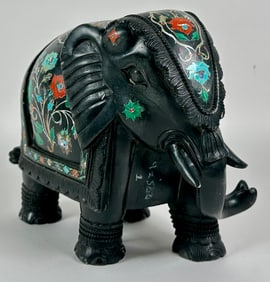 MARBLE PIETRA DURA ELEPHANT FIGURE