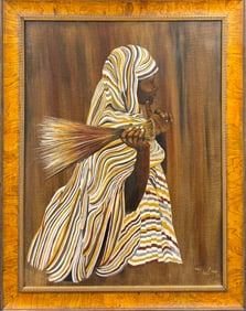 LARGE PORTRAIT PAINTING OF AN AFRICAN WOMAN