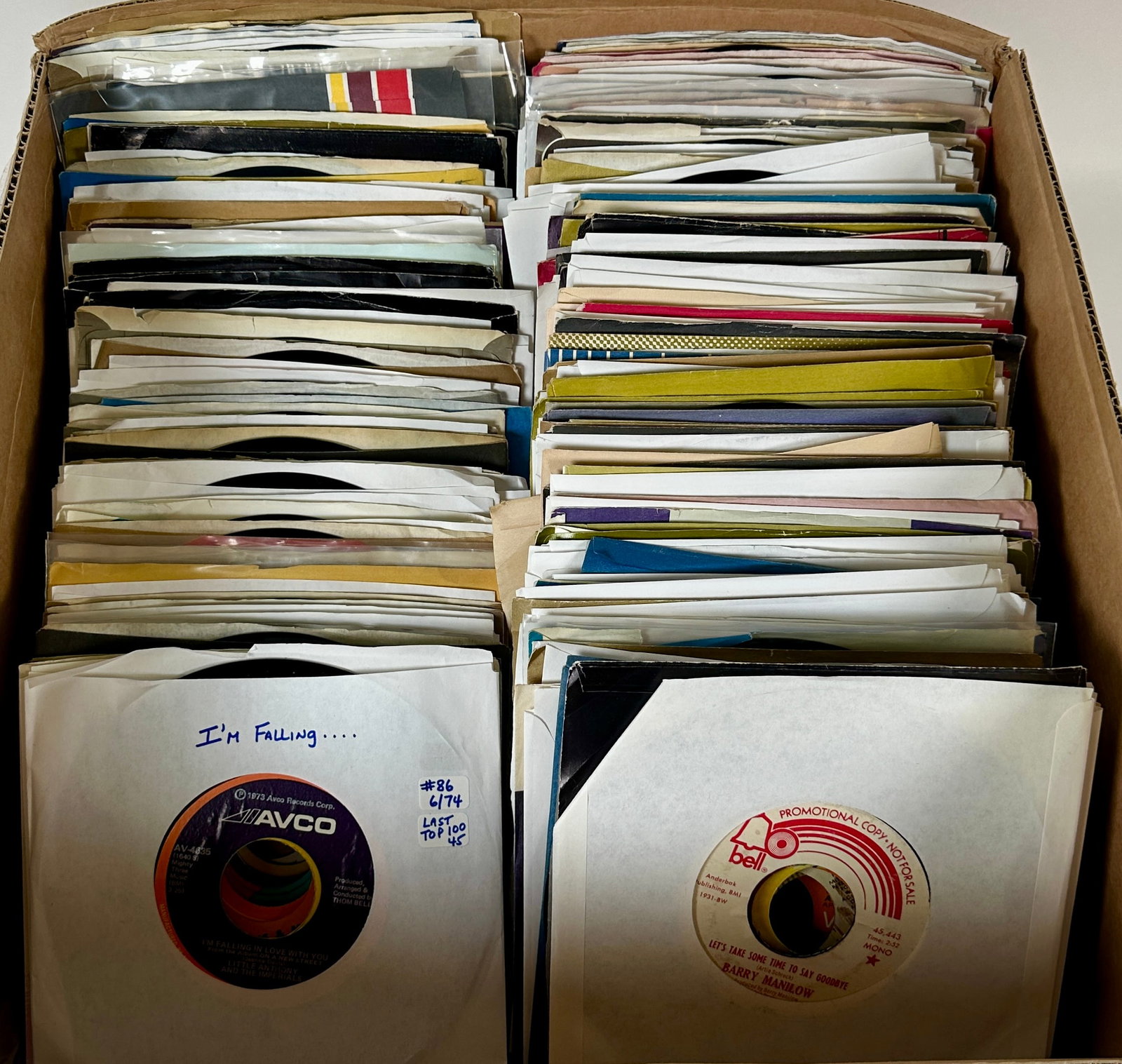 45 RPM VINYL RECORD COLLECTION - TOP 100: COLLECTION OF APPROX. 200 RECORDS, TOP 100, 1974