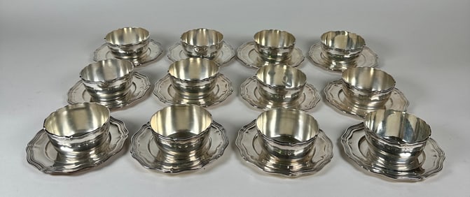 WELSCH PERUVIAN STERLING SILVER CUPS AND SAUCERS