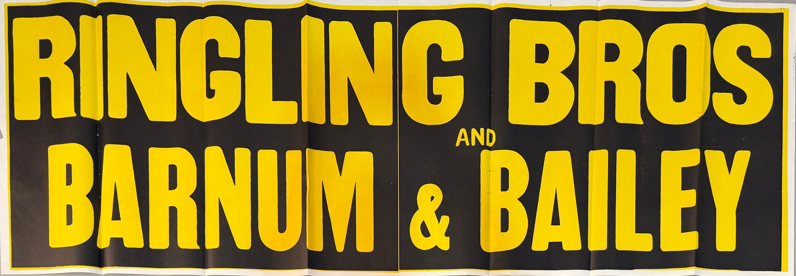 RINGLING BROS. BARNUM BAILEY CIRCUS POSTER: NEW OLD STOCK TITLE SHEET FOR THE RBBB CIRCUS, C.1950'S. THREE-SHEET, UNMOUNTED WITH FOLDS AS ISSUED. EXCELLENT. 80"X27"