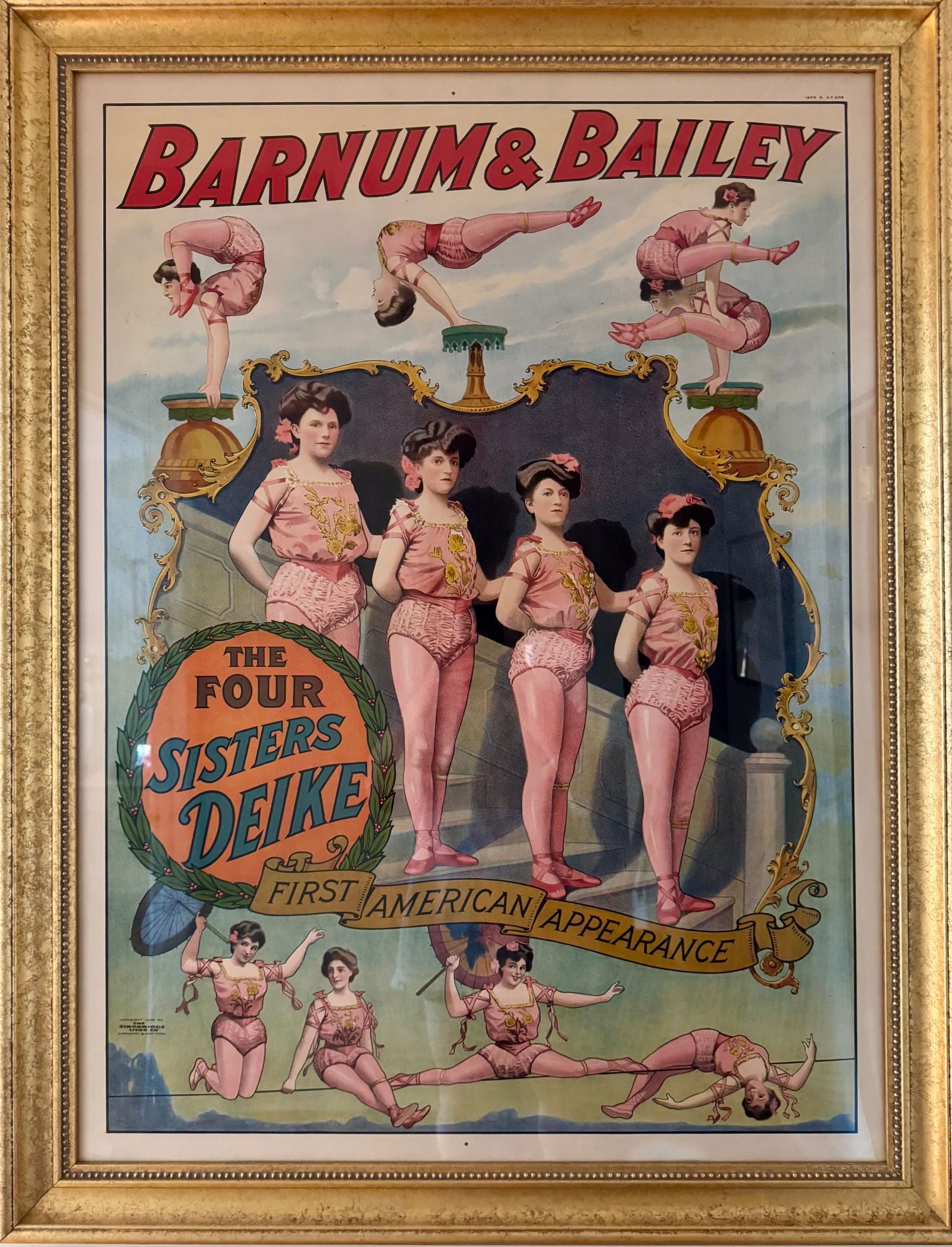 BARNUM & BAILEY CIRCUS POSTER - DEIKE SISTERS: AUTHENTIC, ORIGINAL BARNUM & BAILEY - GREATEST SHOW ON EARTH CIRCUS POSTER. THE FOUR SISTERS DEIKE, BILLED AS THE WIZARDS OF CONTORTION. KNOWN FOR THEIR INCREDIBLE FLEXIBILITY AND GRACE, THEY WOWED