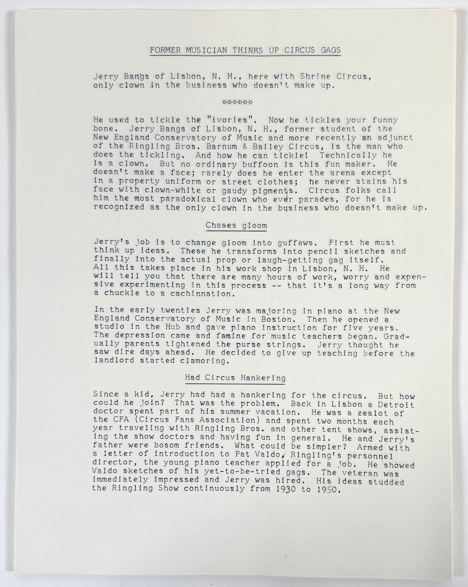 JERRY BANGS - CIRCUS ARCHIVE - 3