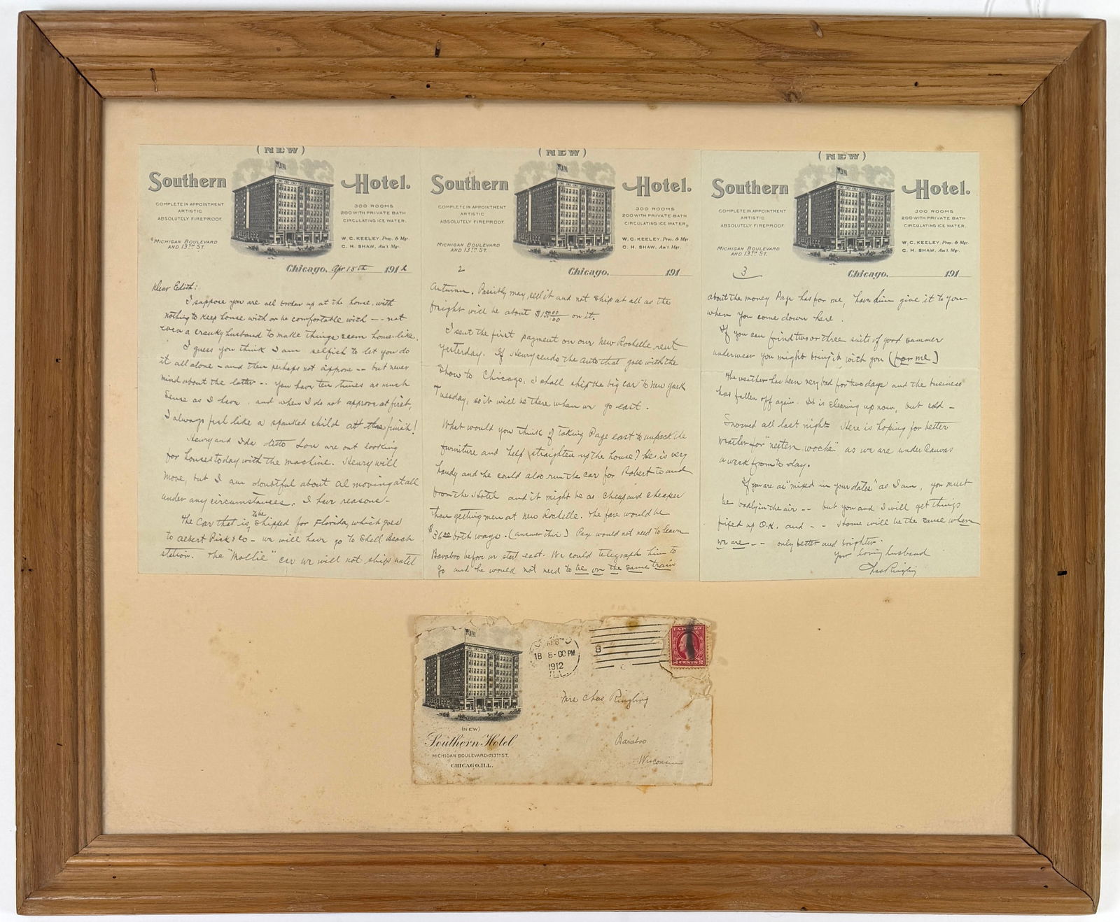 ORIGINAL CHARLES RINGLING LETTER TO WIFE (1 of 2)