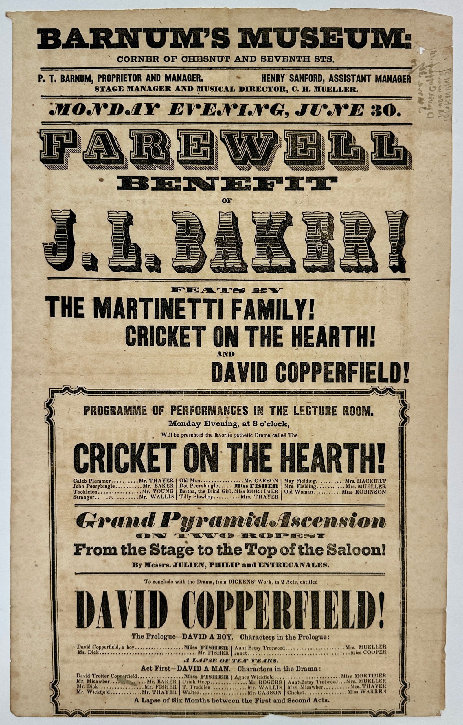 1851 BARNUM'S MUSEUM BROADSIDE (1 of 1)