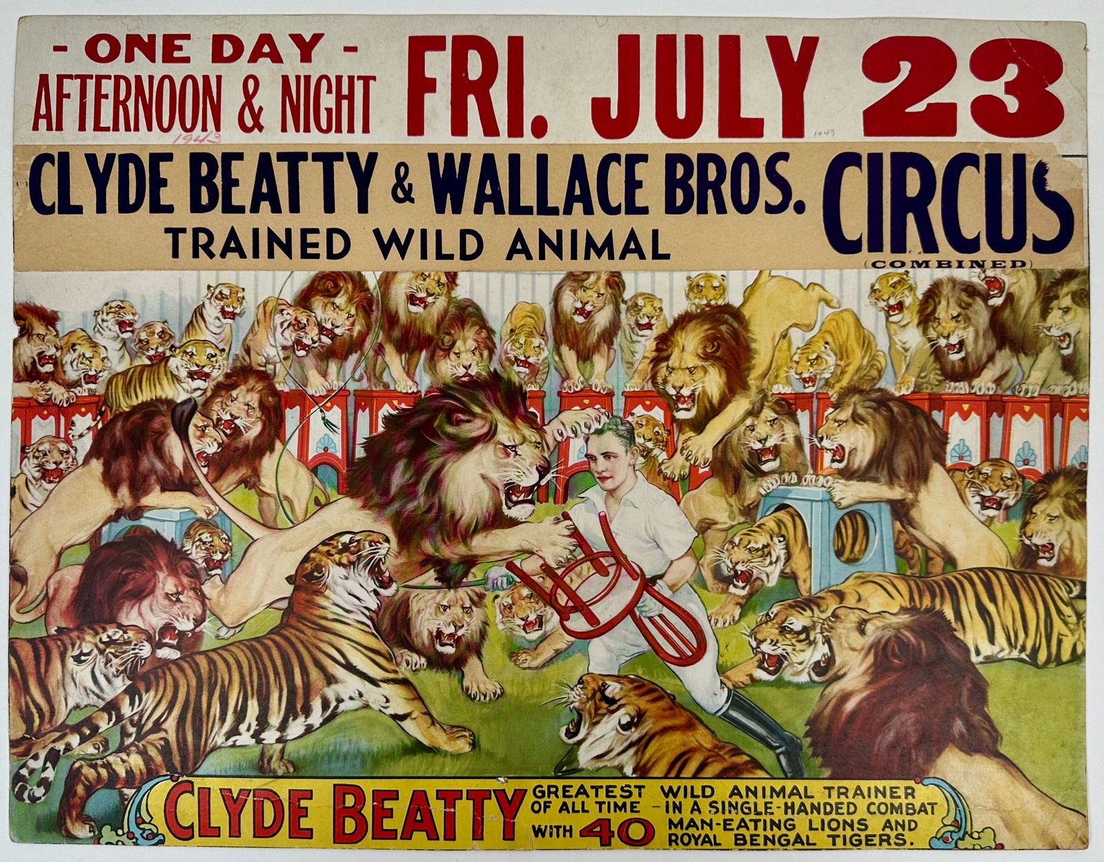 CLYDE BEATTY - WALLACE BROS. CIRCUS POSTER (1 of 1)