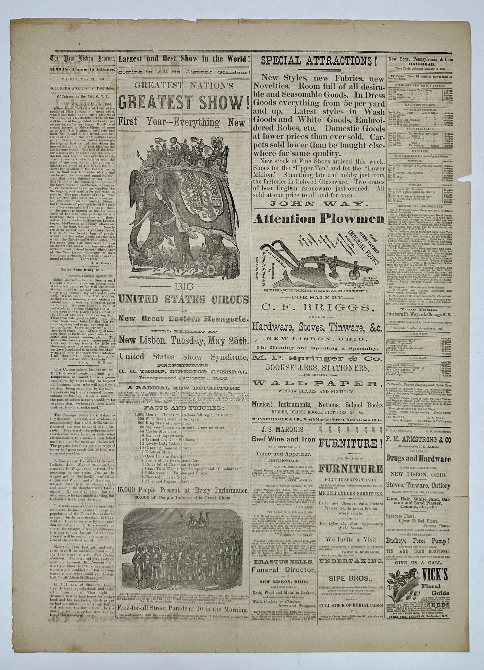 EARLY AMERICAN CIRCUS NEWSPAPER ADVERTISING (1 of 2)
