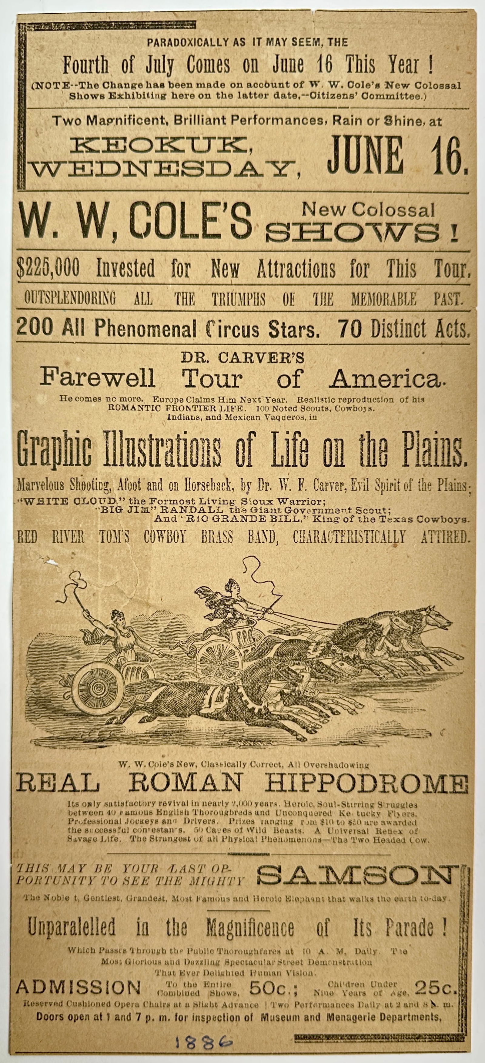 EARLY AMERICAN CIRCUS ADVERTISING - W.W. COLE'S (1 of 2)