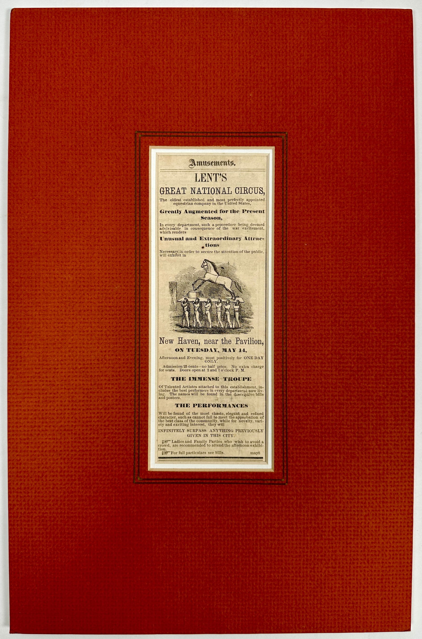 EARLY AMERICAN CIRCUS NEWSPAPER ADVERTISING - LENT'S (1 of 3)